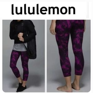 Lululemon Wunder Under Crop II Full-On Luon Legging Breezie Regal Plum/Black 4